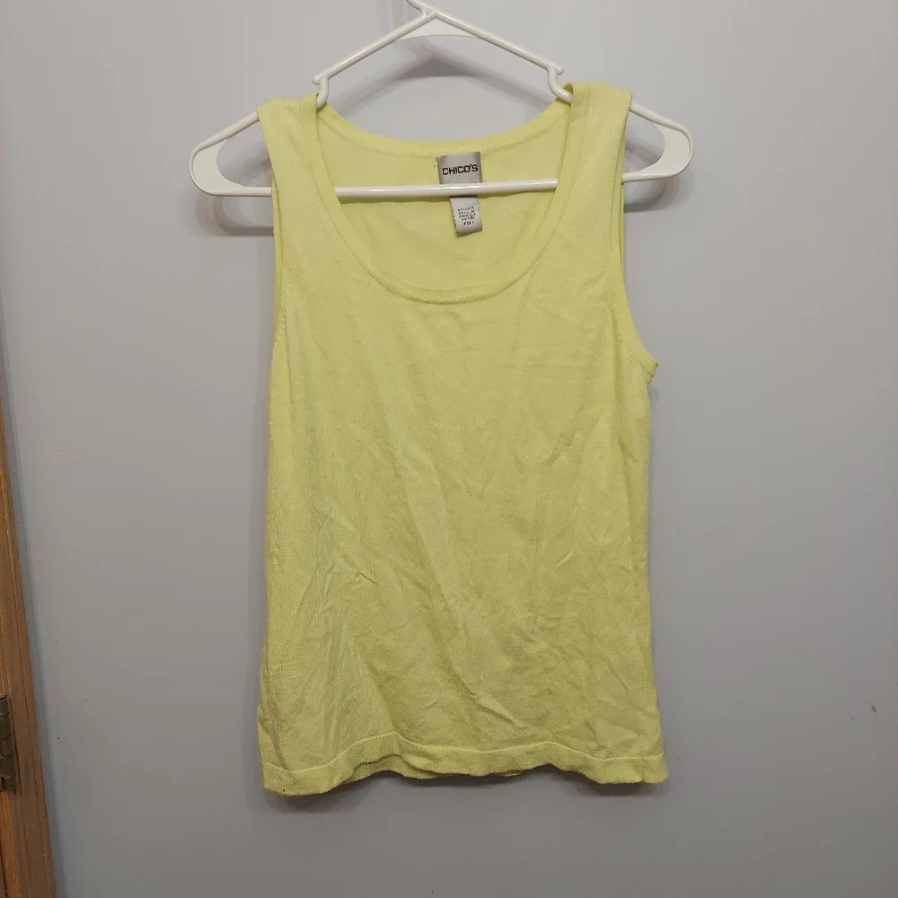 Chicos bright yellow green tank top 1 soft swoop crew